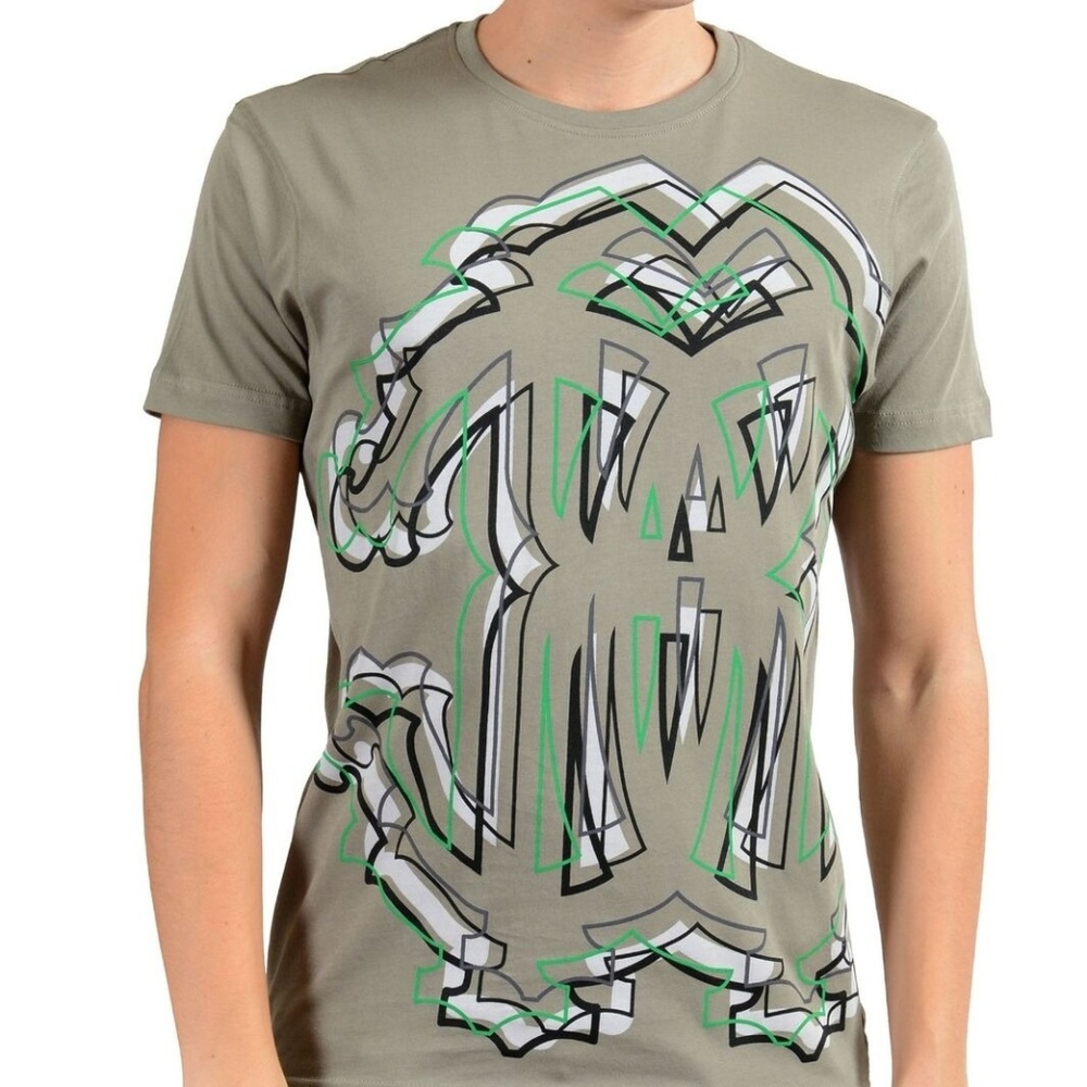 Roberto Cavalli Gray Graphic Crewneck T-Shirt